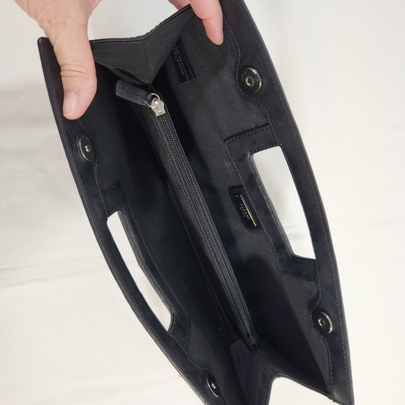 Alfani Sleek Black Leather Clutch Bag - Picture 4 of 8